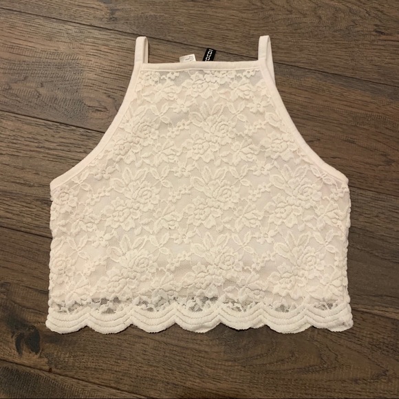White Lace H&M Crop Top (size medium) - Picture 3 of 4